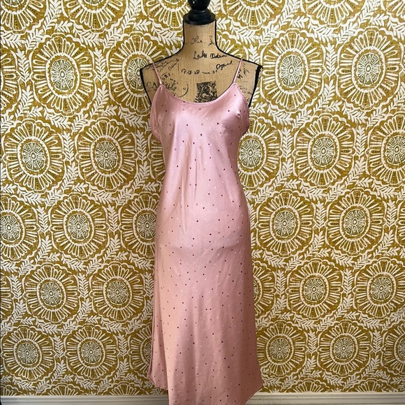 Free People Intimately Easy To Love Satin Slip Midi/Maxi Pink Hearts Dress Sz XS - Picture 5 of 12
